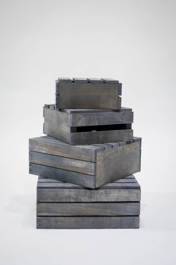 Add rustic farmhouse charm with our Gray Nesting Crate Set. Handcrafted wooden crates in a weathered gray finish, perfect for storage, display, and home organization. Stackable, durable, and versatile for kitchen, living room, or decor styling.