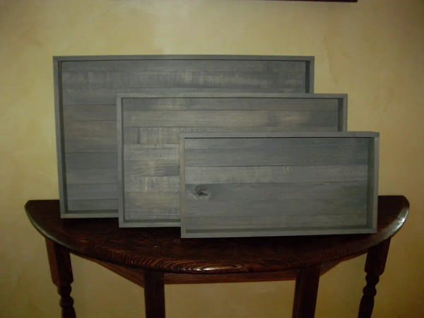Serving Trays Bundle Antique Gray Stained - Set of 3 Bundle
