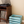 LP holder crate in Vintage Blue finish beside stereo stand