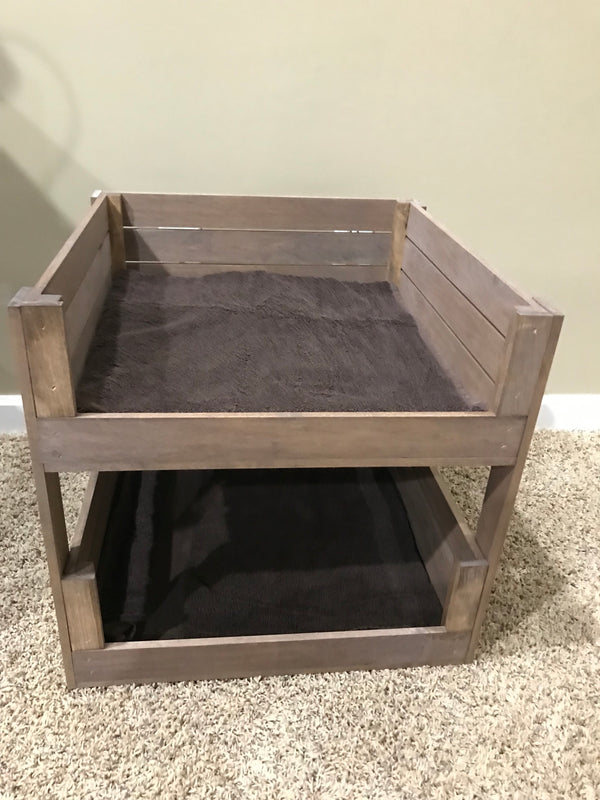 Farmhouse style medium brown pet furniture bunk bed