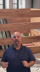 Video of cherry stained wooden LP record holder crate