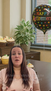 Video of rustic medium brown wooden cupcake stand trays for birthdays, weddings, and events, showcasing an elegant dessert display