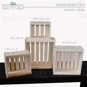 Set of four natural nesting crates in various sizes handmade in Michigan